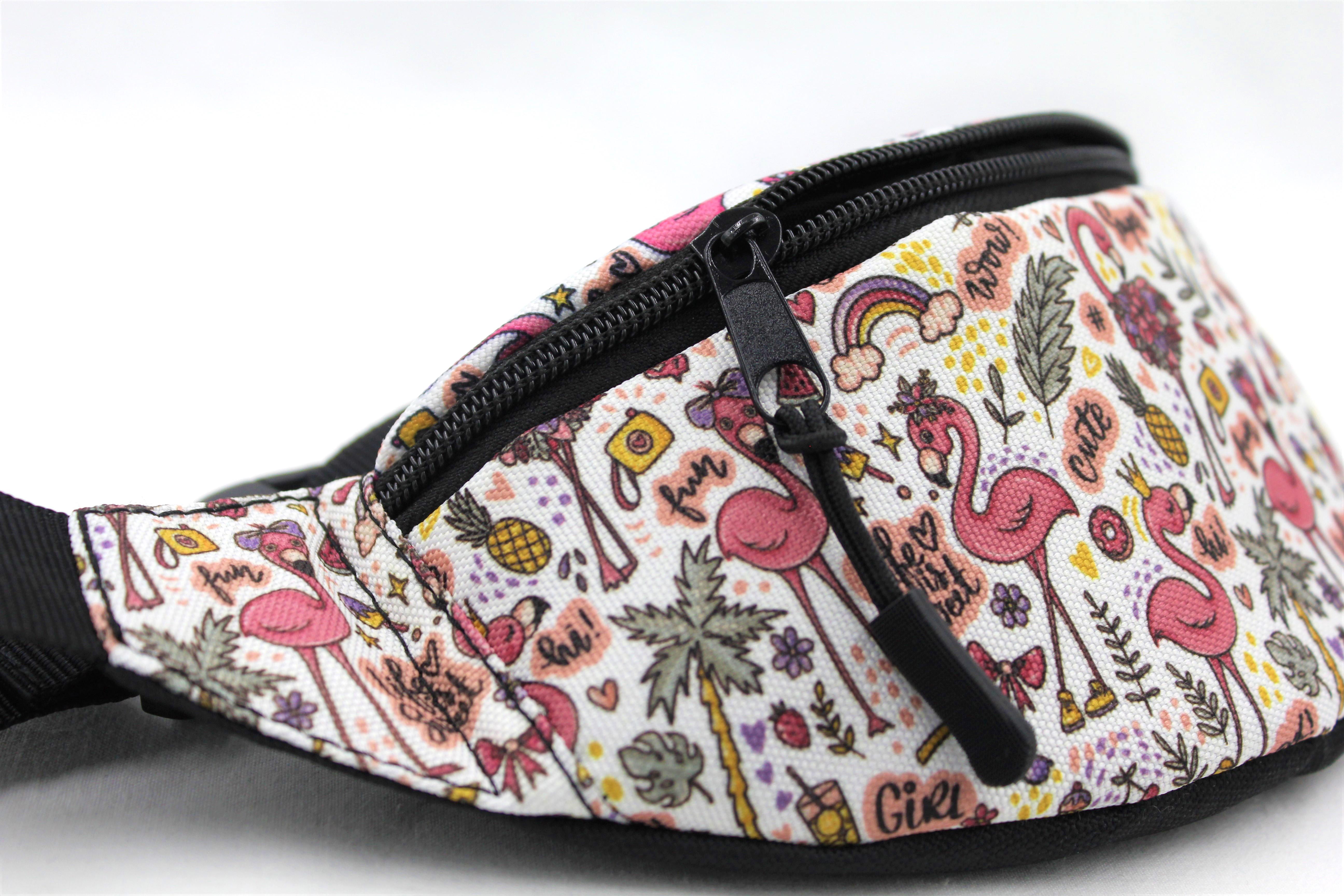 Сумка бананка дитяча з регулюючим ремінцем для дівчинки Фламінго білий (Д-009) - фото 3