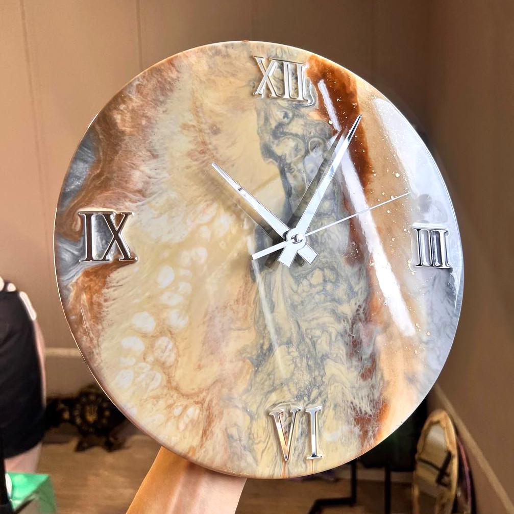 Часы настенные круглые из эпоксидной смолы EPOXY M154 55x55 см