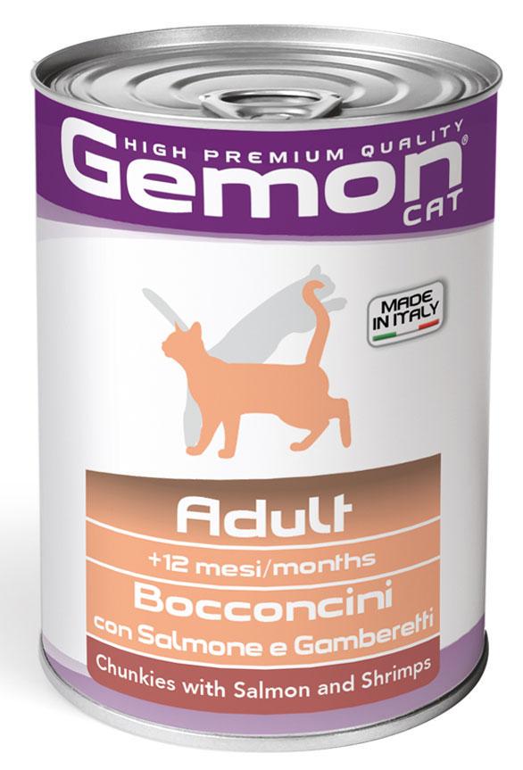 Корм для дорослих котів Gemon cat Wet Лосось з креветками 415 г (8009470300735)