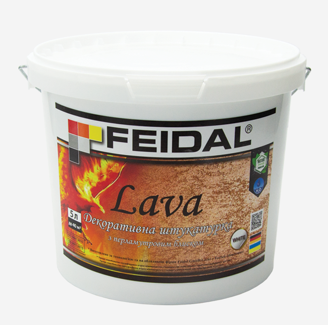 Краска интерьерная декоративная Feidal Lava 5 л Белый Краска интерьерная декоративная Feidal Lava 5 л Белый