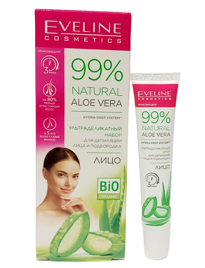 Крем для депіляції обличчя і підборіддя Eveline Aloe Vera 20 мл - фото 3 Крем для депіляції обличчя і підборіддя Eveline Aloe Vera 20 мл - фото 3