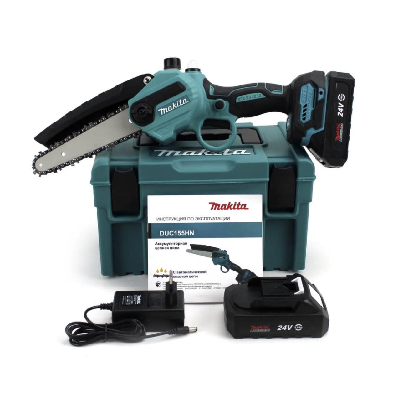 Пила акумуляторна Makita DUC155HN Зелений 24V 5 Ah шина 20 см (30478006)