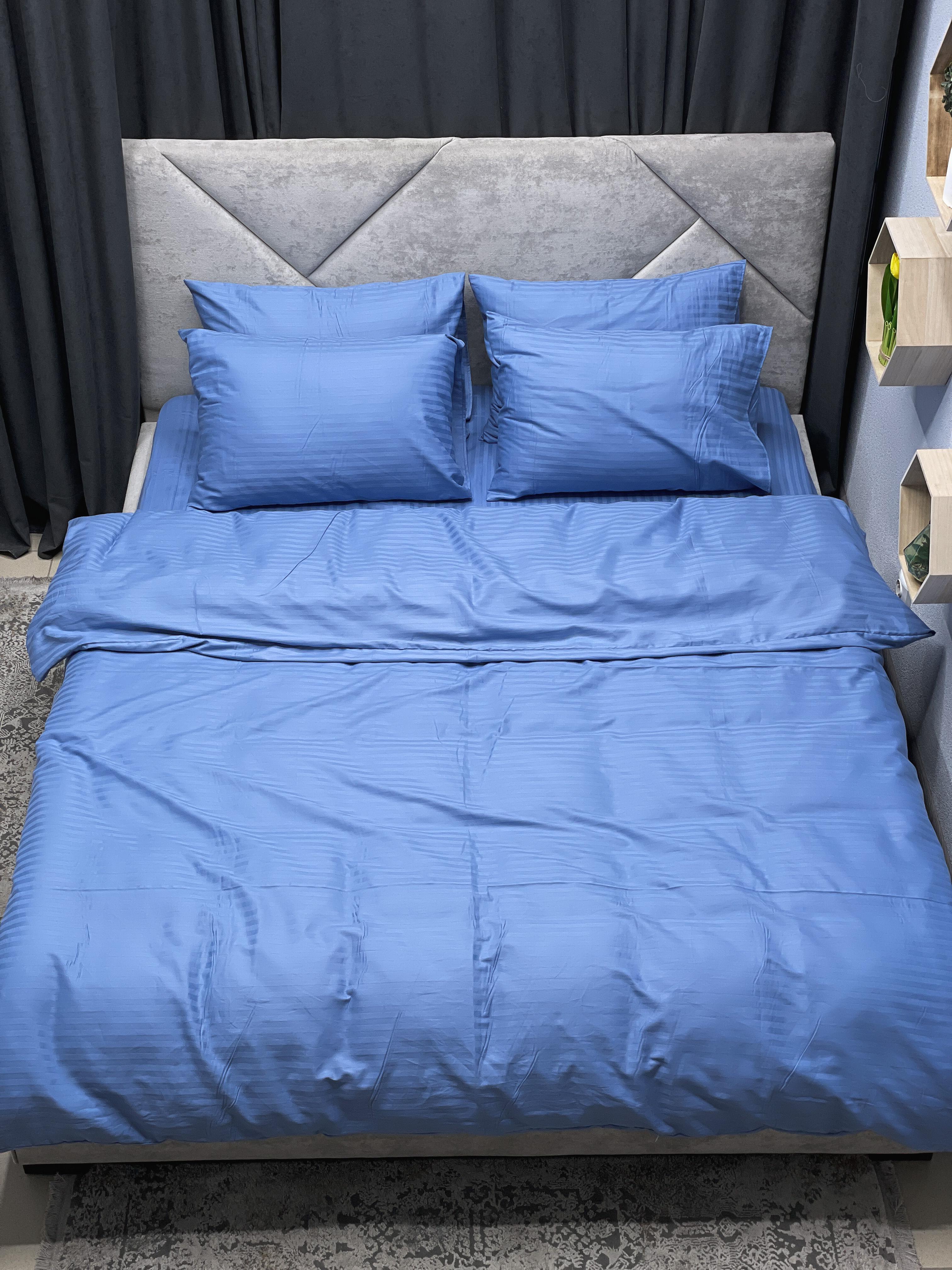 Комплект постельного белья Ego-textile 05SF страйп-сатин Синий (197411462)