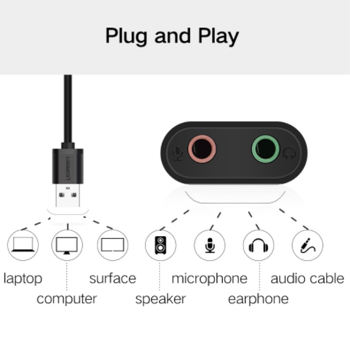 Звуковая карта UGREEN US205 USB 2.0 внешняя 15 см Black (30724) - фото 2