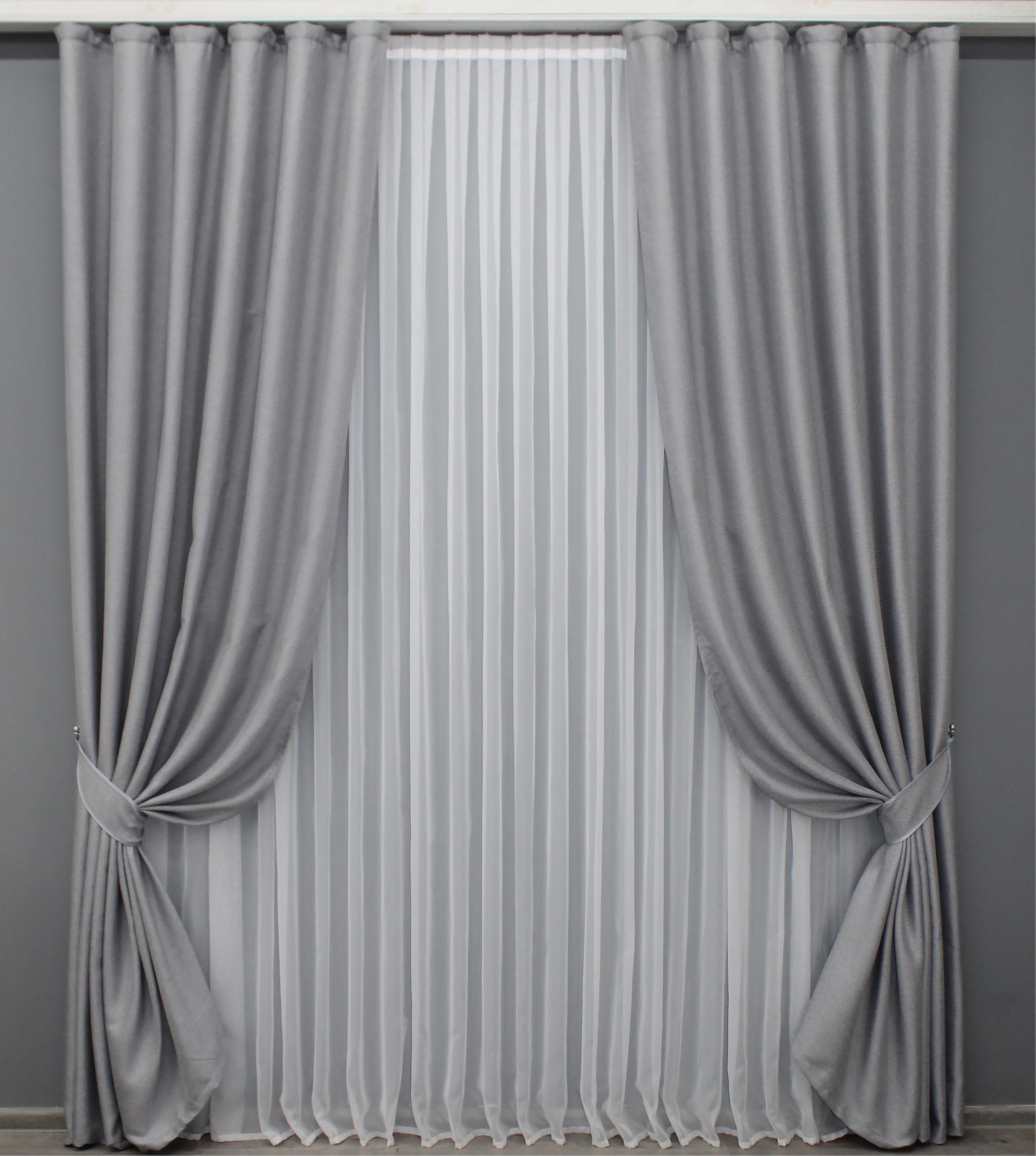 Комплект штор VR-Textil № 1397ш лен-блекаут 150х270 см 2 шт. Серый (33-0267)