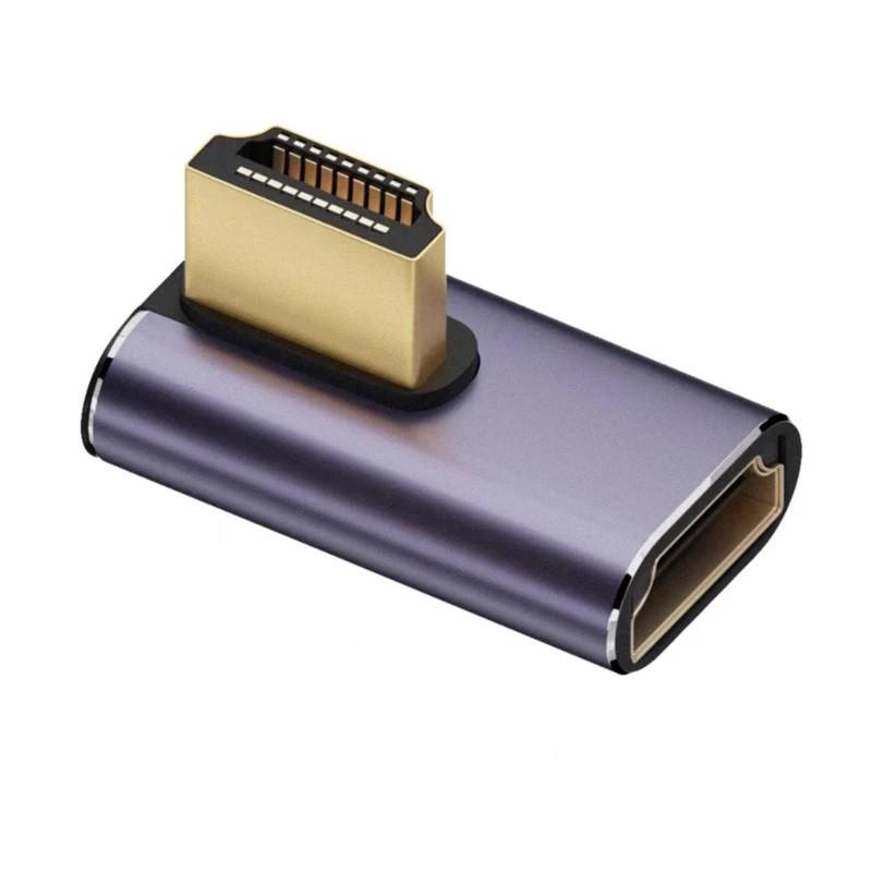 Переходник SUNROZ угловой адаптер HDMI-HDMI M/F LED Metal v2.1 48Gbps 8К A8K-11 (A-48700)