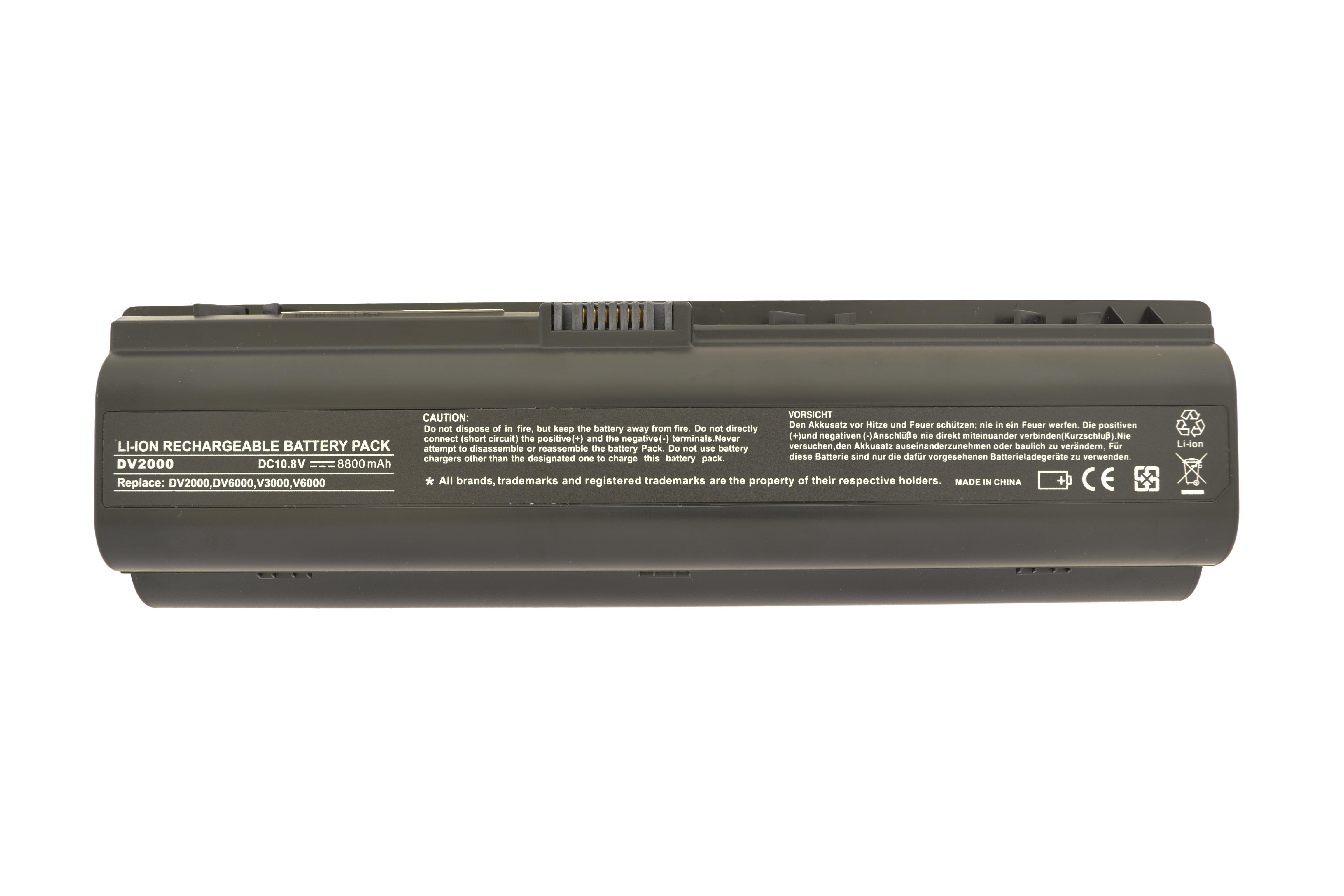 Аккумулятор для ноутбука Усил. HP Compaq EV089AA Pavilion DV6000 10.8V Black 8800mAh OEM