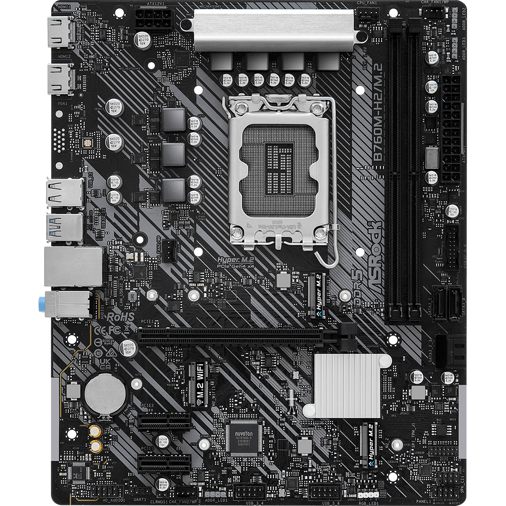 Материнська плата ASRock B760M-H2/M.2 Intel B760/S1700/MicroATX/2хDDR5 DIMM (3d805264) - фото 1