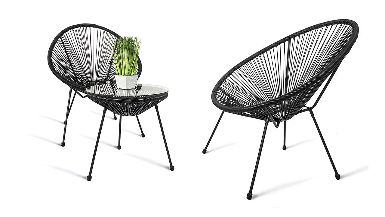 Набір садових меблів Just Relax Acapulco SET з ротангу зі сталевим каркасом Чорний