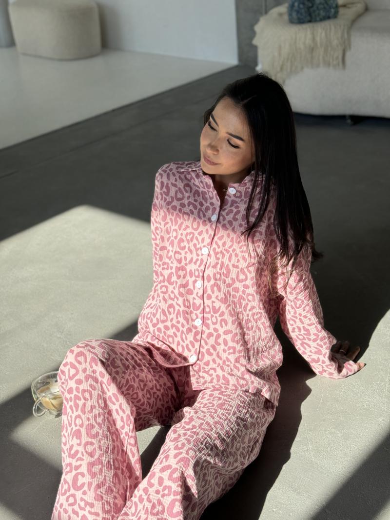 Піжама жіноча з мусліну Leo XL Пудровий (MR26217773) - фото 2 Піжама жіноча з мусліну Leo XL Пудровий (MR26217773) - фото 2