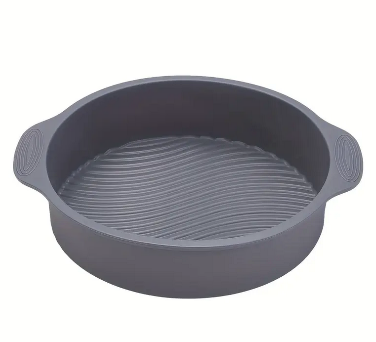 Форма силіконова для пирогів та тортів кругла з ручками 23 см Сірий (SAM-00575)