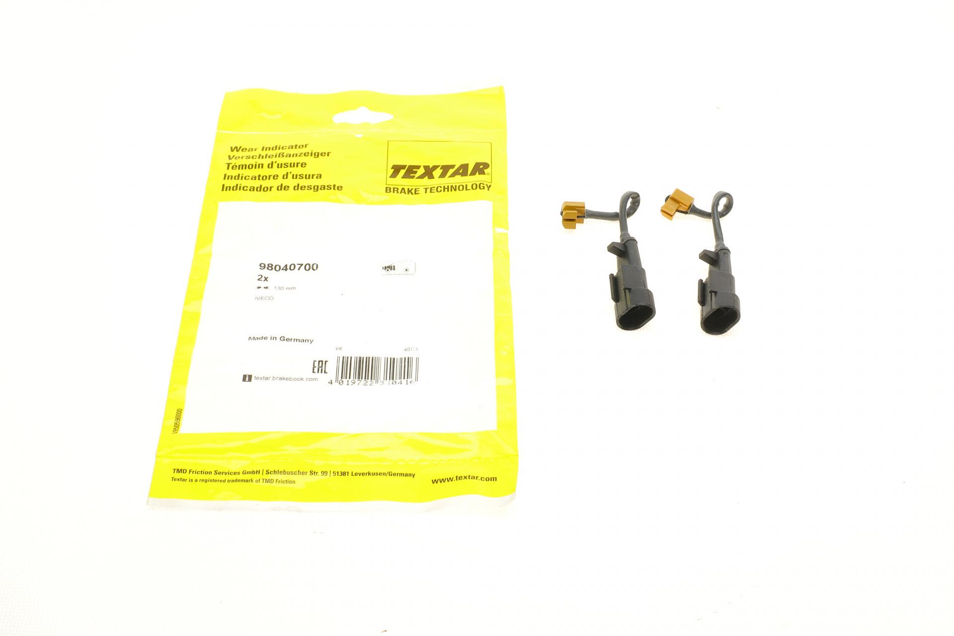 Датчик зносу передніх гальмівних колодок Iveco Daily IV/V 06-14 L 130 мм 2 шт. (98040700) Датчик зносу передніх гальмівних колодок Iveco Daily IV/V 06-14 L 130 мм 2 шт. (98040700)