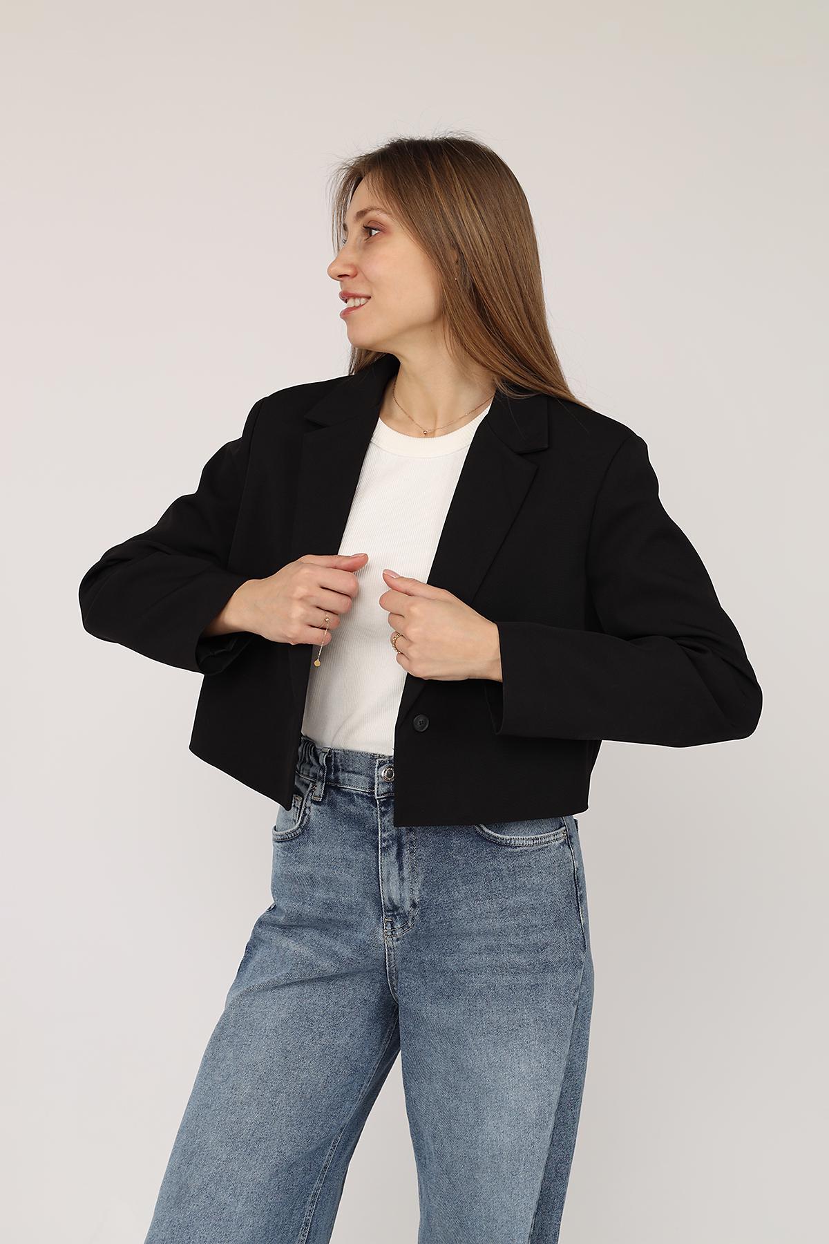 Жакет жіночий ЦБ-00271026 р. 46 Чорний (SKT001047760) - фото 3