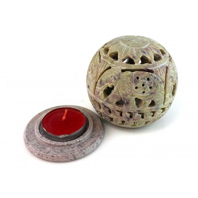Подсвечник аромакуритель из мыльного камня 7,5х7,8х6,5 см (34891)
