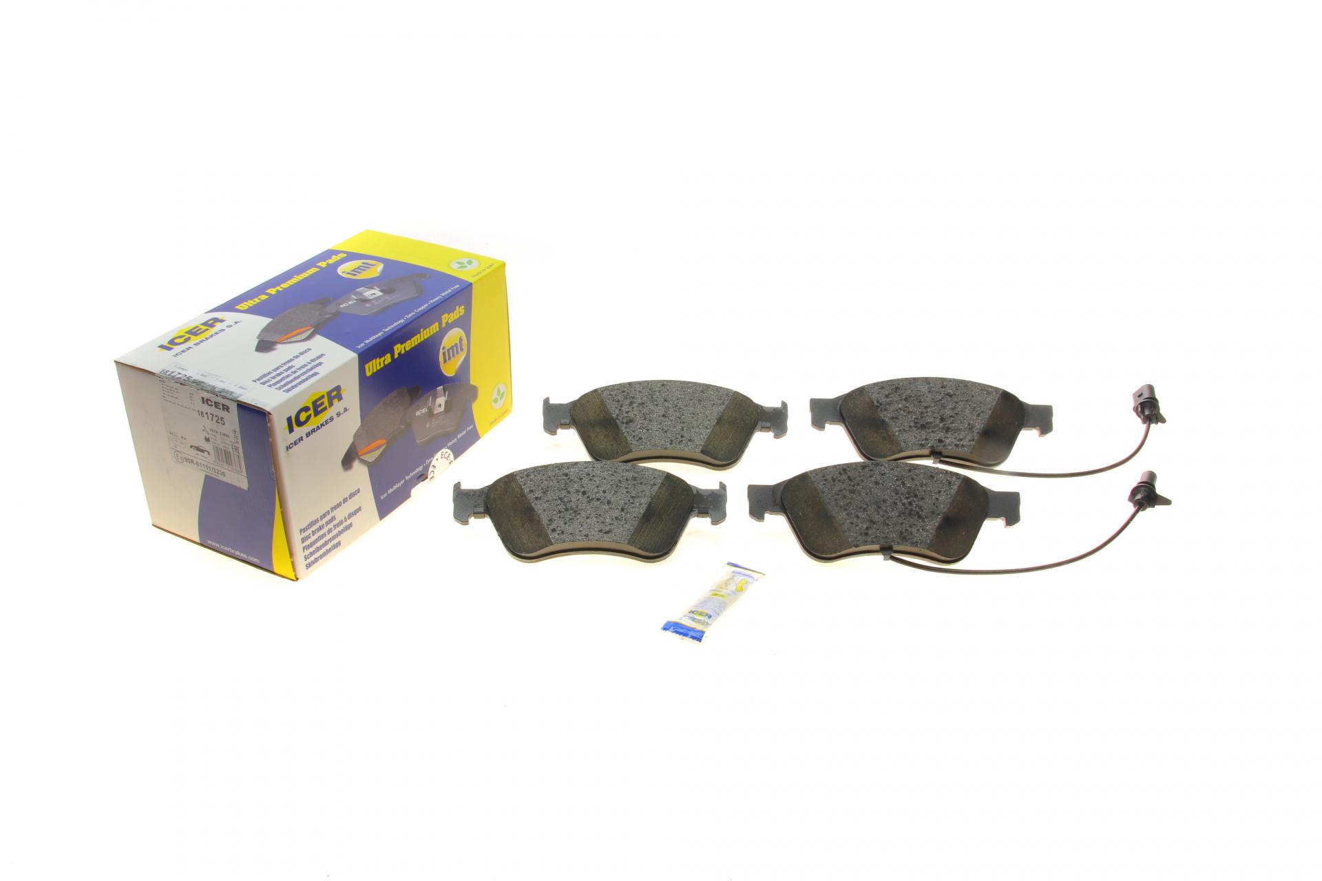 Тормозные колодки передние ICER для Audi A6 04-11/A8 96-/Seat Ibiza 03-04/VW Phaeton 02-16 с датчиками (181725)