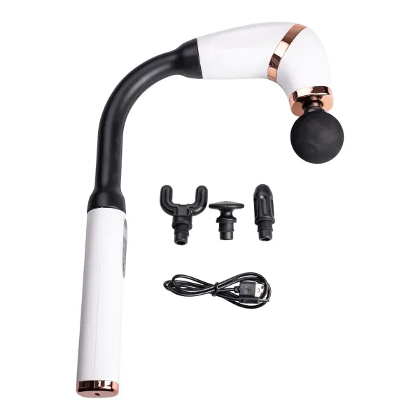 Електромасажер перкусійний Fascial Gun Massage 4 насадки Білий (29907734)