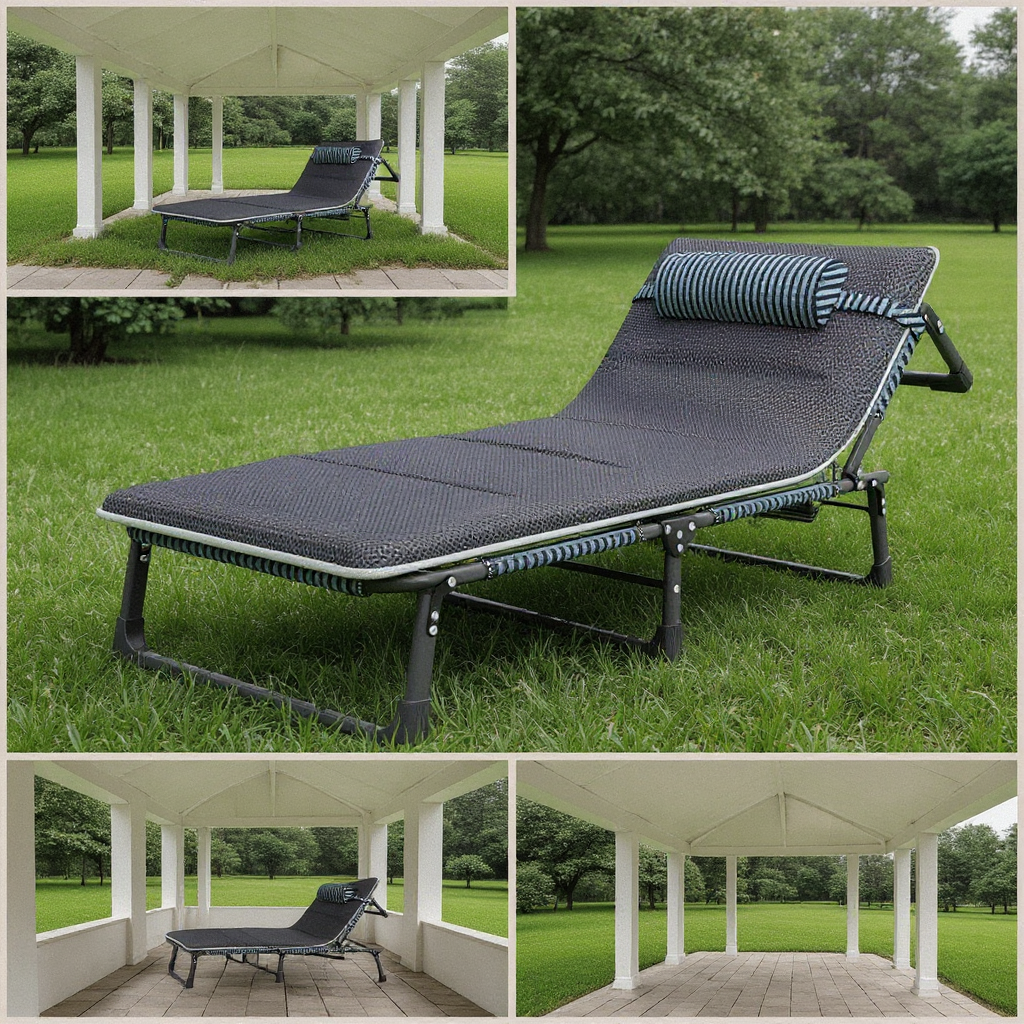 Шезлонг садовый WCG FB-S02-PM с подушкой/матрасом Черный (FB-S02-PM 1) - фото 8 Шезлонг садовый WCG FB-S02-PM с подушкой/матрасом Черный (FB-S02-PM 1) - фото 8