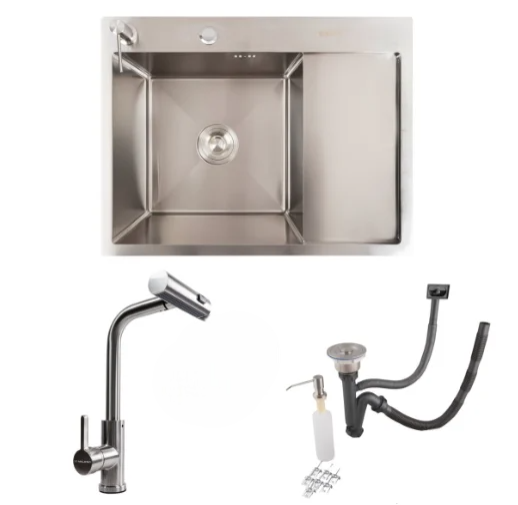 Комплект 2в1 кухонная мойка Valeso XK08A Handmade CM нержавейка и смеситель 65х50 L (SP000051443)