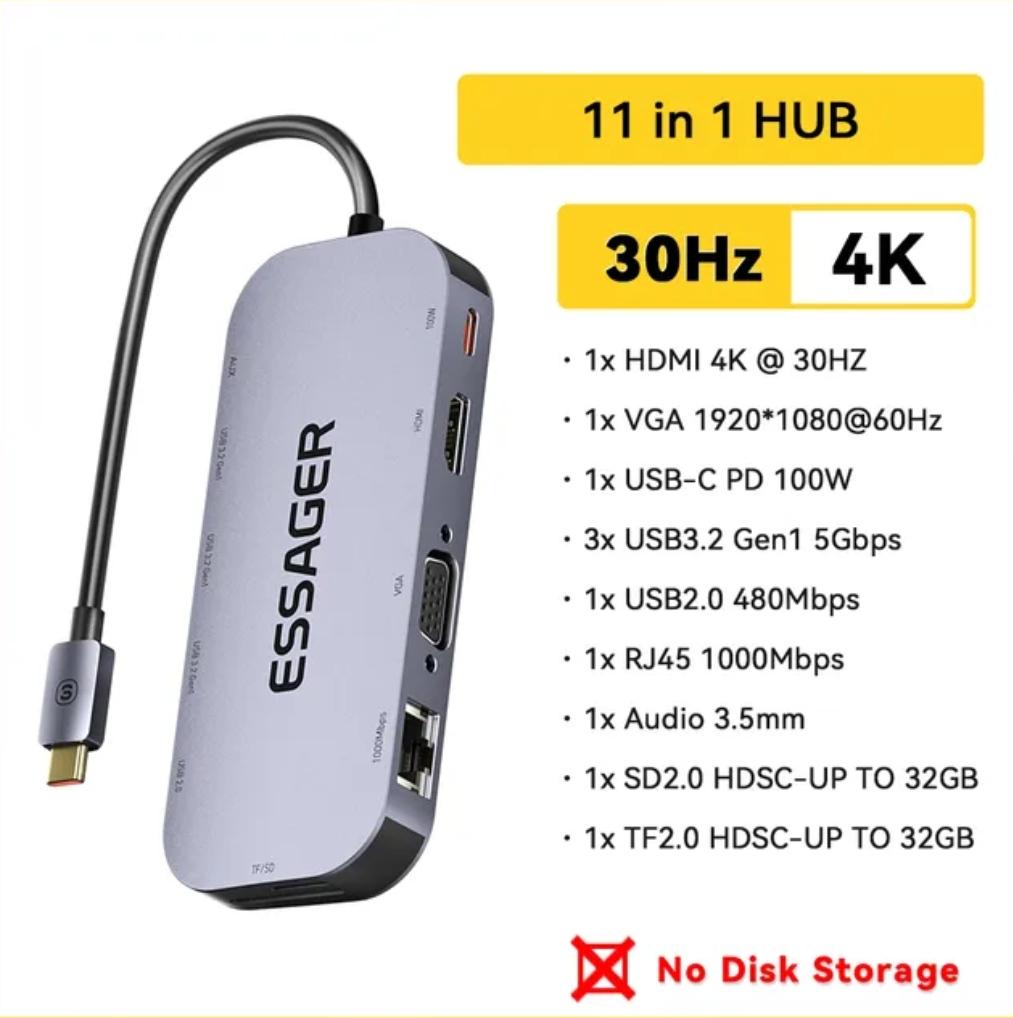 Хаб-USB Essager 11в1 Type-C (230000) - фото 2