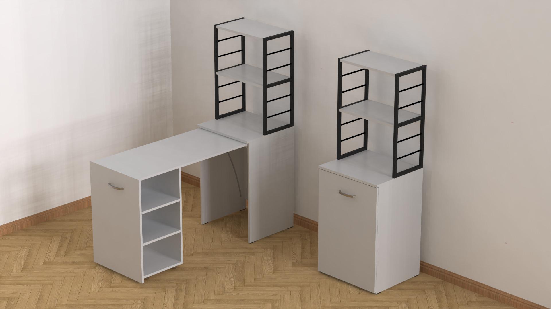 Стіл-тумба трансформер Ferrum-decor Смарт 4/1 з етажеркою метал/ДСП 16 мм 1430x1450x500 мм Чорний/Білий (FRD-105123) - фото 8 Стіл-тумба трансформер Ferrum-decor Смарт 4/1 з етажеркою метал/ДСП 16 мм 1430x1450x500 мм Чорний/Білий (FRD-105123) - фото 8