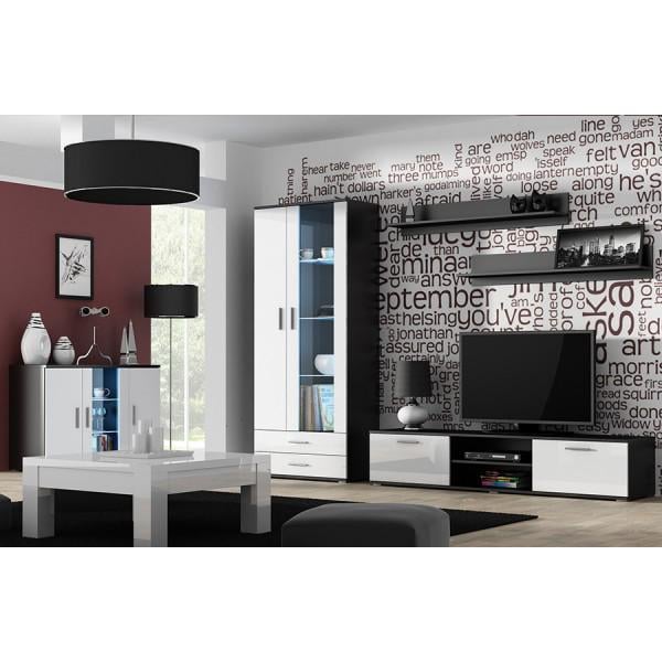 Стенка в гостиную комплект Сama Soho 9 из ламинированной ДСП/МДФ без подсветки Черный матовый/Белый глянец (22488) - фото 3 Стенка в гостиную комплект Сama Soho 9 из ламинированной ДСП/МДФ без подсветки Черный матовый/Белый глянец (22488) - фото 3