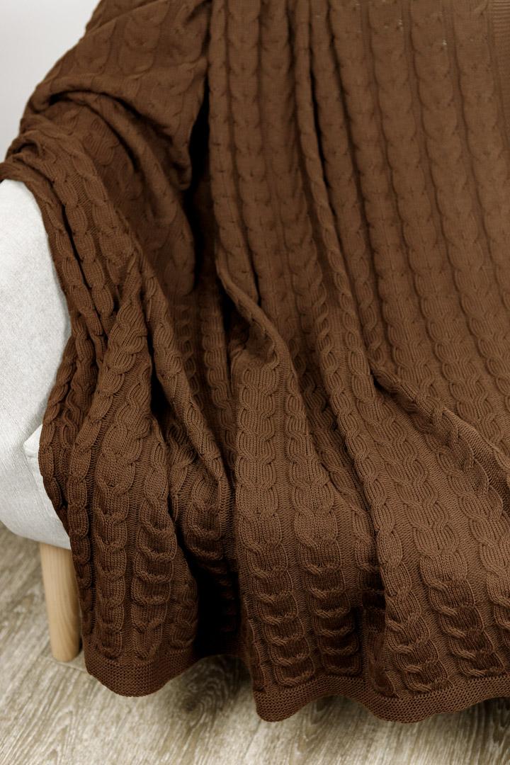 Плед Глория косы 190х220 см Шоколадный (017611) - фото 3 Плед Глория косы 190х220 см Шоколадный (017611) - фото 3