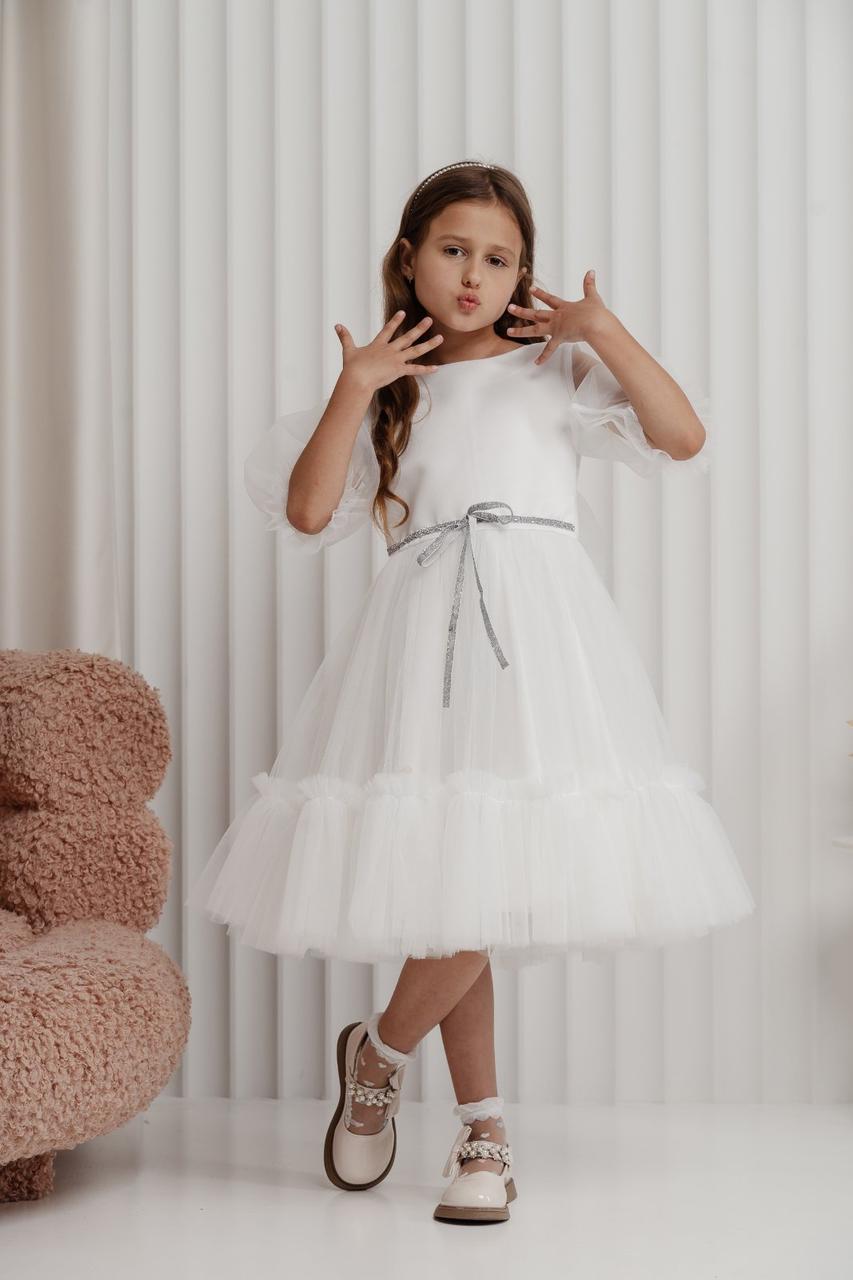 Платье праздничное для девочки 146 см Белый
