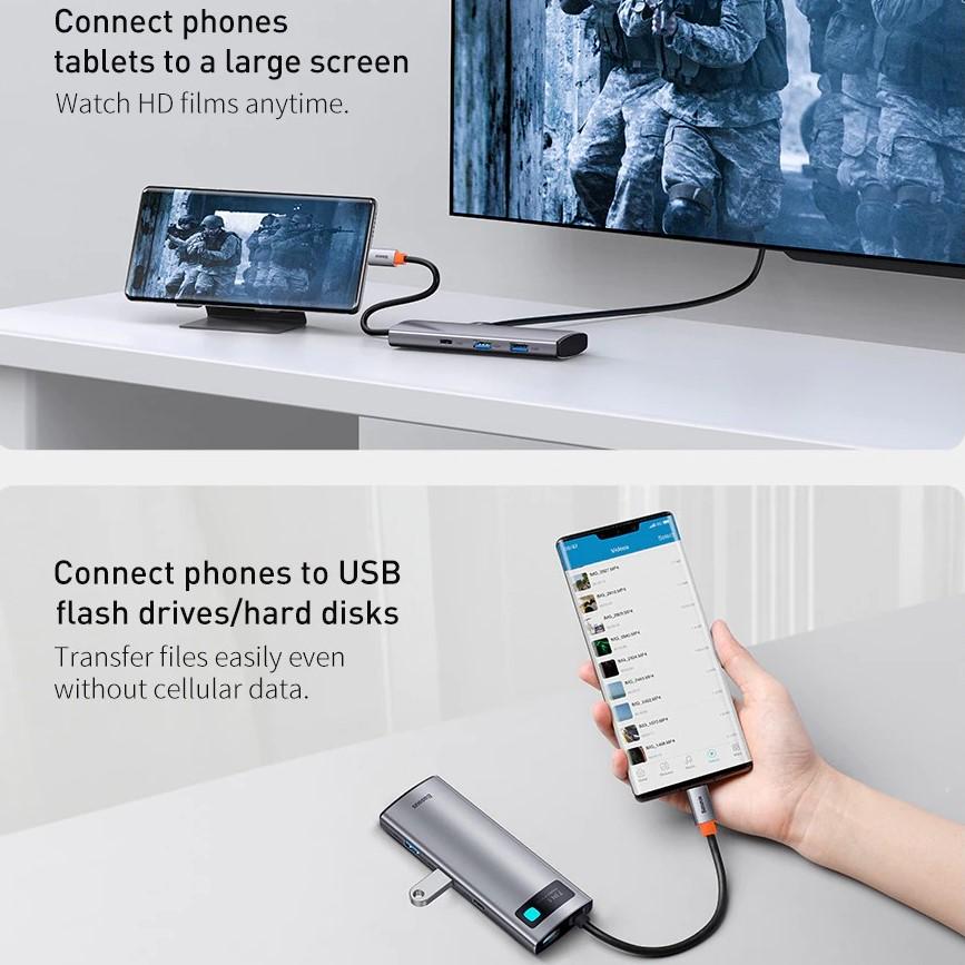 USB хаб BASEUS Metal Gleam Series 7in1 Multifunctional Type-C HUB Docking Station Gray (WKWG020113)) - фото 3 USB хаб BASEUS Metal Gleam Series 7in1 Multifunctional Type-C HUB Docking Station Gray (WKWG020113)) - фото 3