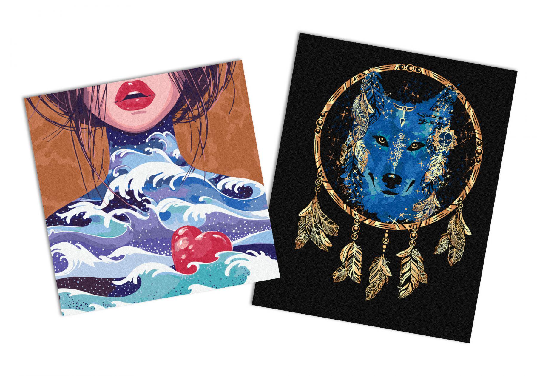 Набор картин по номерам Идейка 2в1 Ловец снов 40x50 см KHO4336 и Сердце океана 40x40 см KHO4951 (CKHO3651)