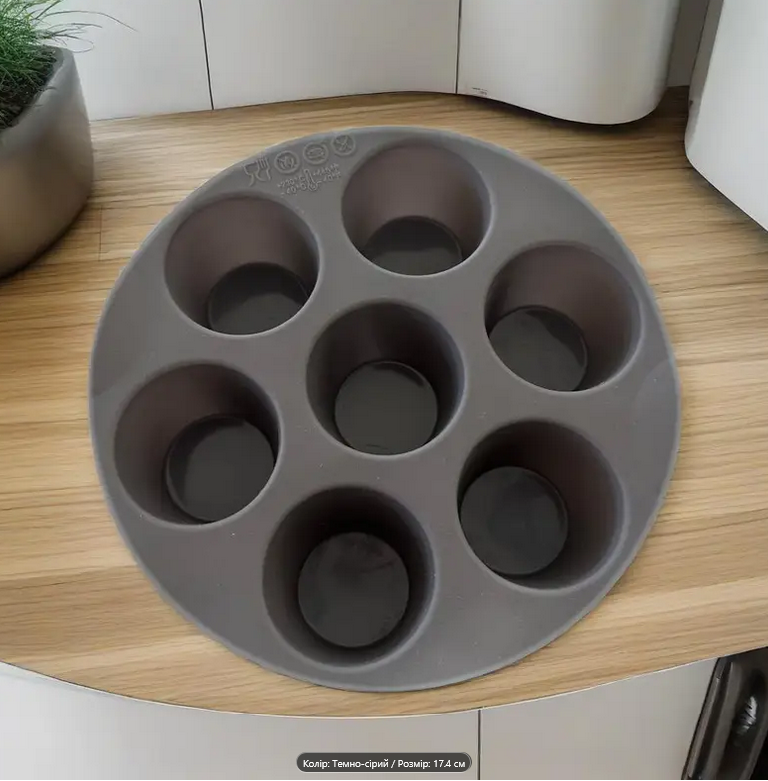Форма силиконовая для выпечки и закусок в аэрогриле 17 см Серый (TYQ-7S) - фото 2 Форма силиконовая для выпечки и закусок в аэрогриле 17 см Серый (TYQ-7S) - фото 2
