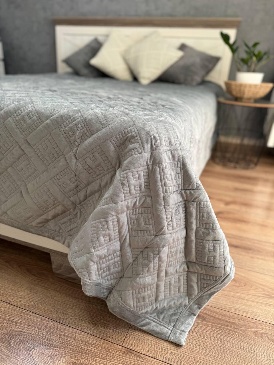 Плед велюровый Макси 230х260 см Серый (14071056) - фото 2