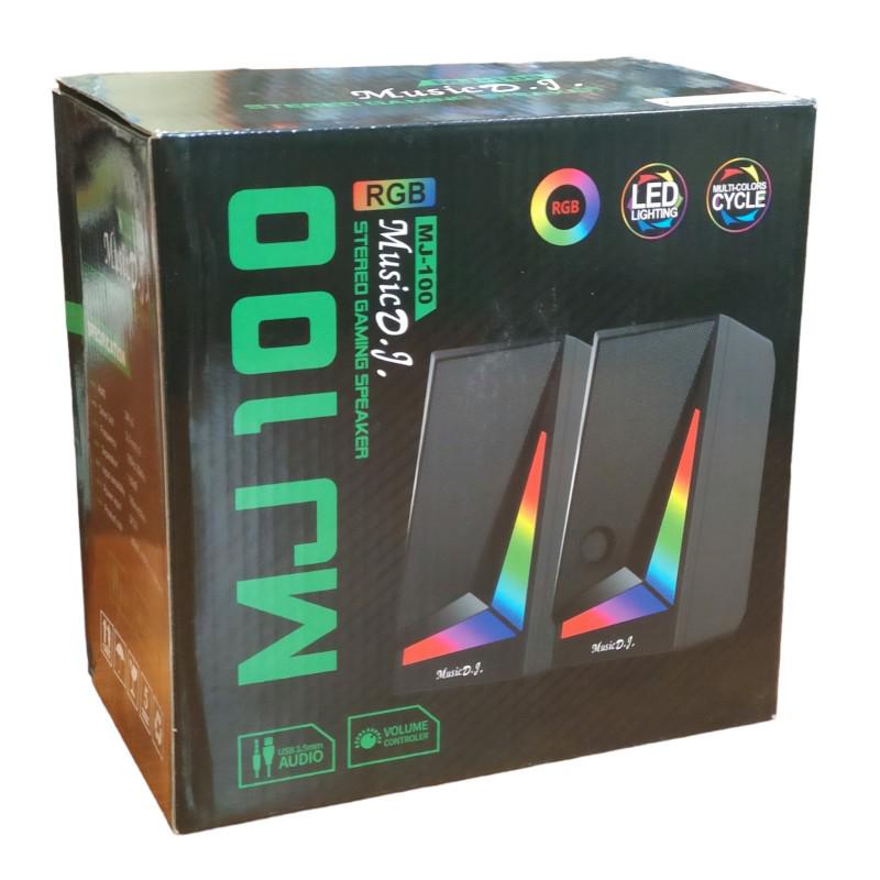 Колонки для компьютера и ноутбука Music D.J MJ-100 с RGB подсветкой 6 Вт Mini-jack 3,5 мм/USB Черный - фото 6