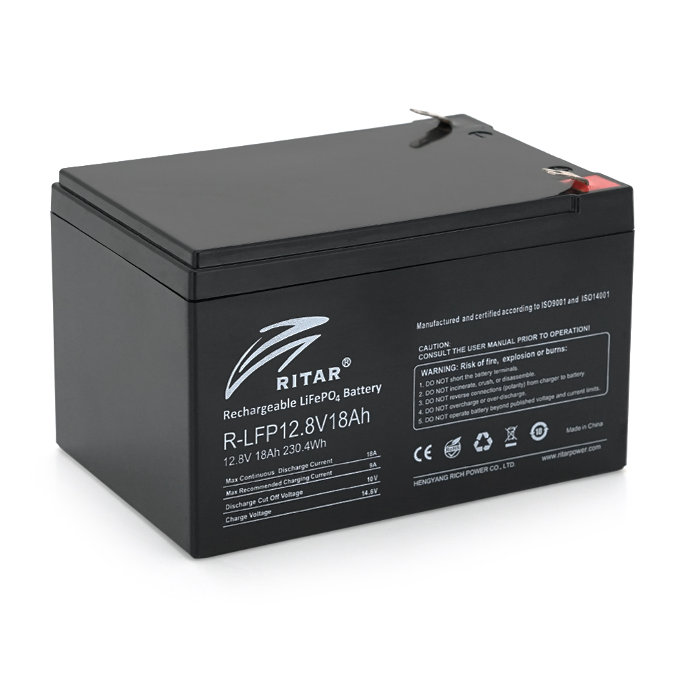 Аккумулятор Ritar LiFePO4 12,8V 18 Ah 230,4Wh BMS9A для малых систем необслуживаемый (6528)