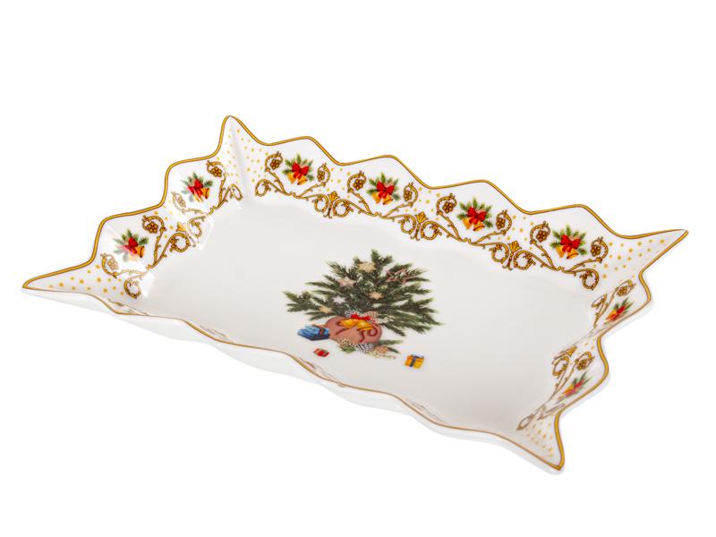 Блюдо новорічне Modern classic порцелянове прямокутне 25 см (985-162) - фото 2 Блюдо новорічне Modern classic порцелянове прямокутне 25 см (985-162) - фото 2
