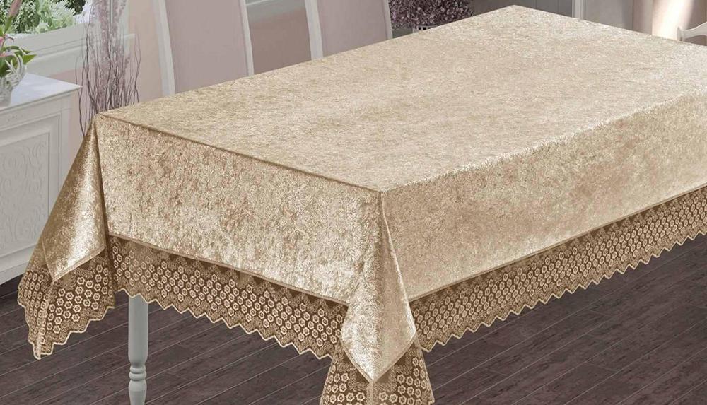 Скатерть велюровая Maison Royale 160x260 Nazende Cappucino (CN9248)