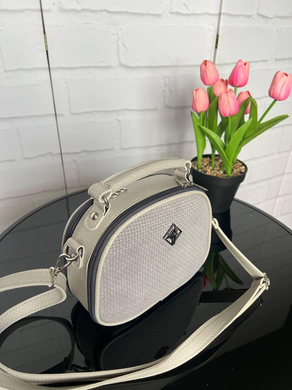 Сумка женская кросс-боди с экокожи и замши Серый (2732973303) - фото 4