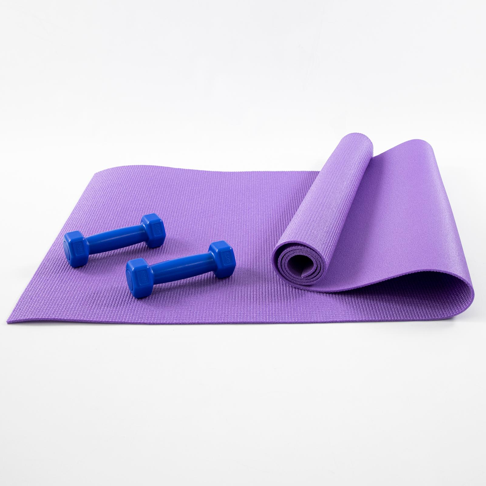 Килимок для йоги та фітнесу та гантелі для фітнесу 2 шт. по 0.5кг Osport Set 80 Фіолетово-синій (n-0110) - фото 1 Килимок для йоги та фітнесу та гантелі для фітнесу 2 шт. по 0.5кг Osport Set 80 Фіолетово-синій (n-0110) - фото 1