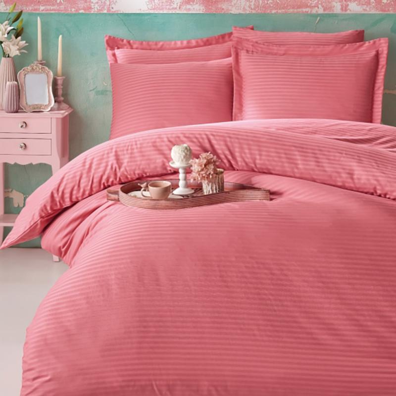 Постельное белье Meriset Elite сатин страйп полуторный на резинке Antique Rose (550559-5)