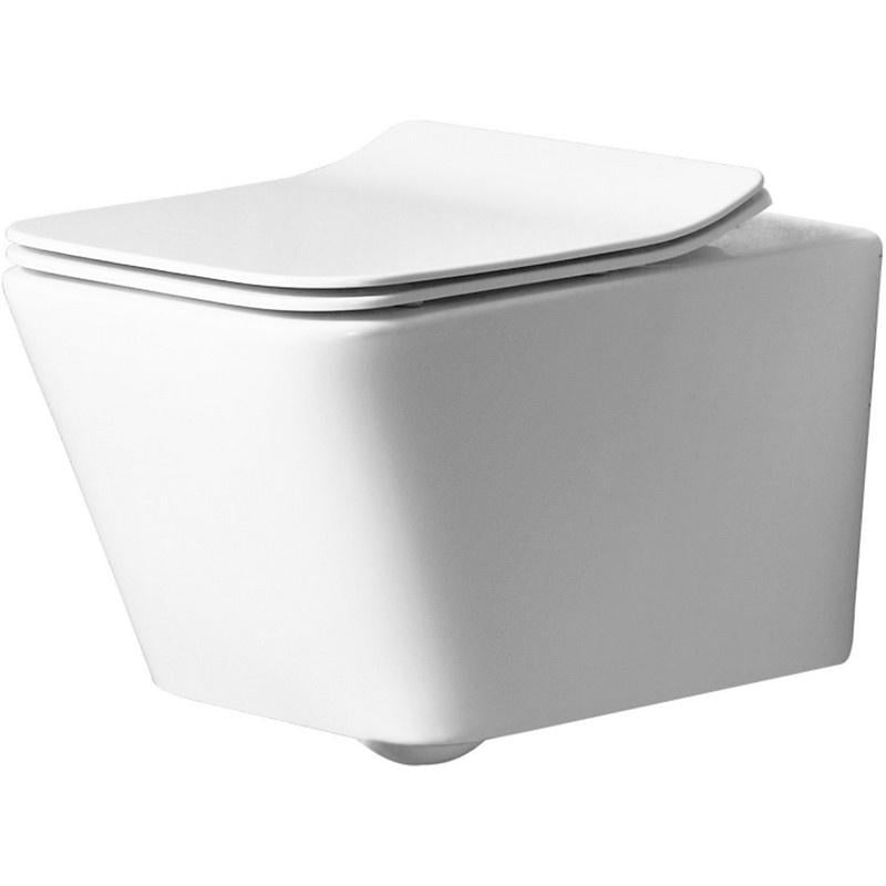 Унитаз Rea Ramon подвесной без ободка с сиденьем дюропласт slim Белый (REA-C8536)