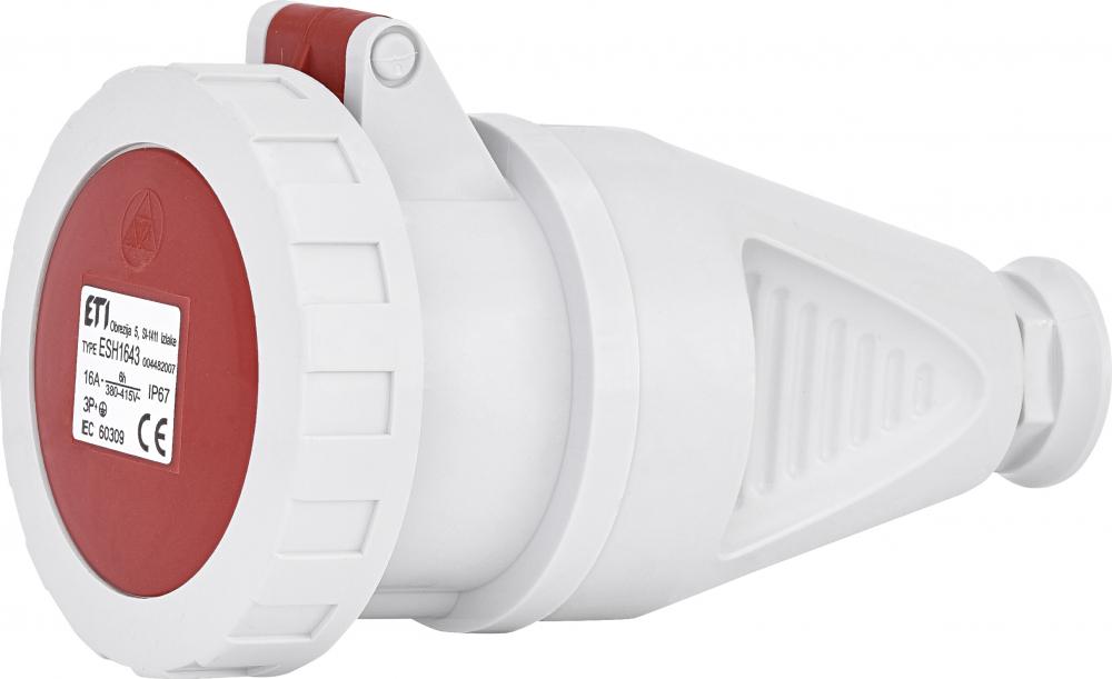 Силовая розетка ETI ESH-1643 3P+PE 16А 400 В переносная IP67 Красный (4482007)