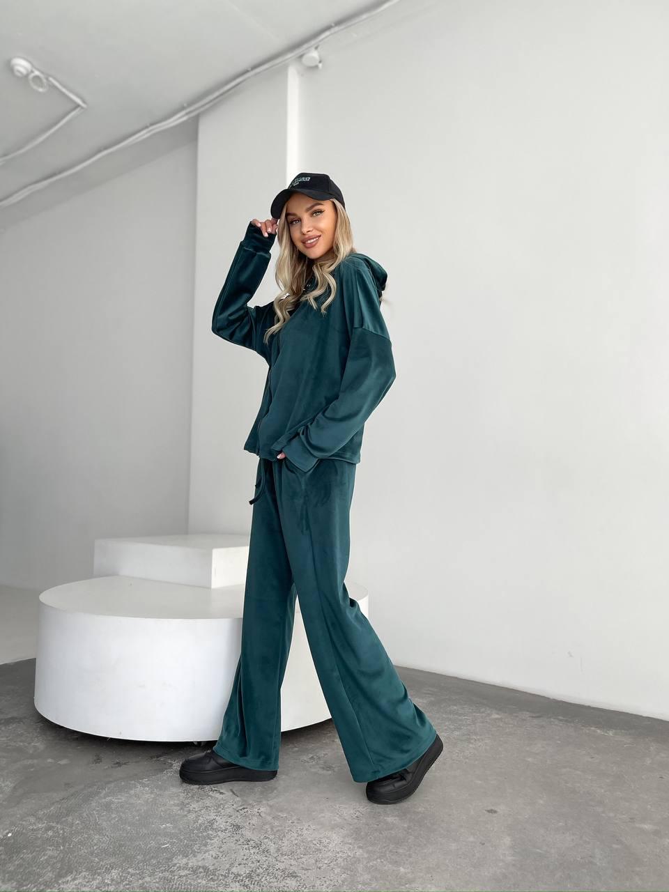 Костюм велюровый женский 31715 р. 42/44 Изумрудный - фото 4