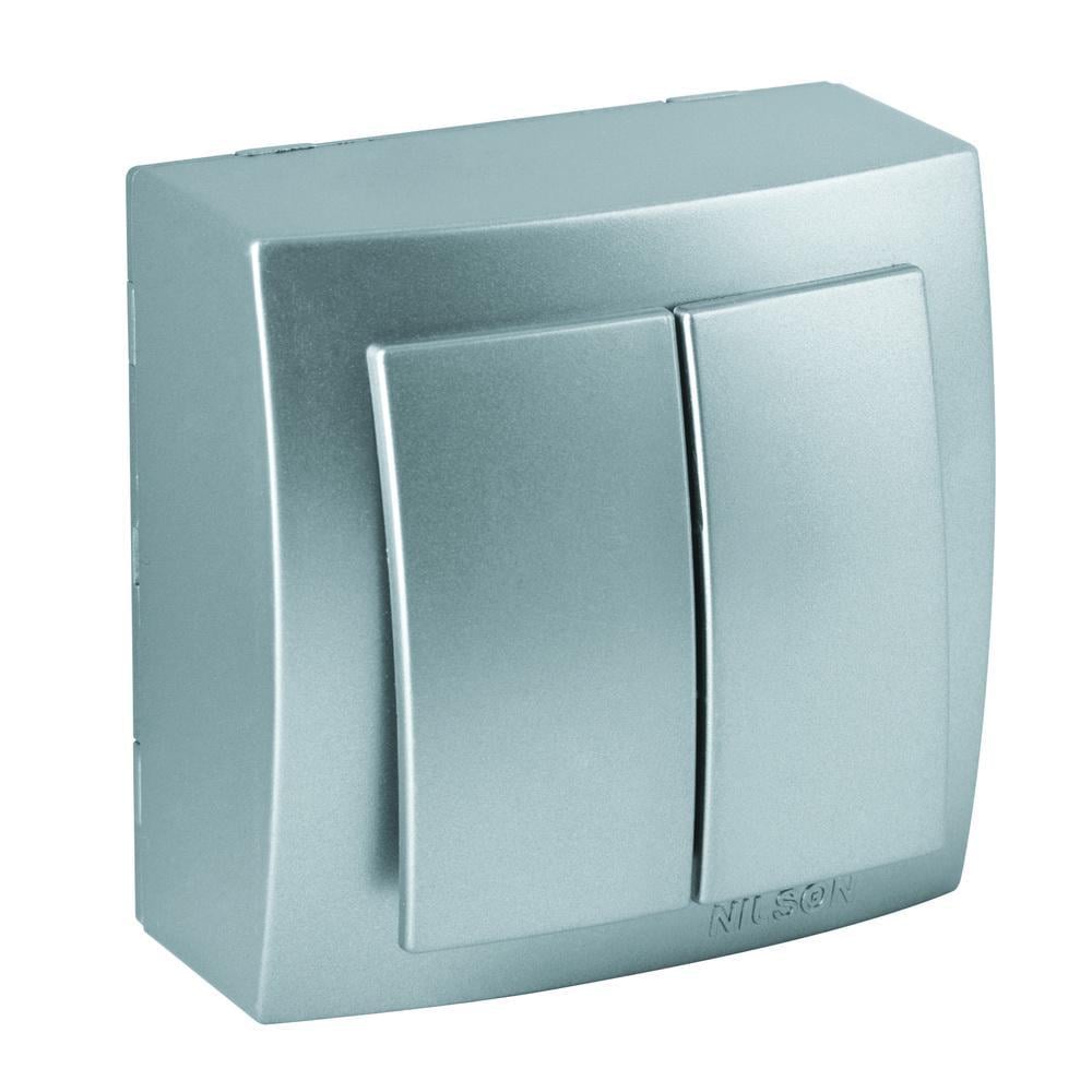 Вимикач двоклавішний Nilson Themis Срібний (26131003)