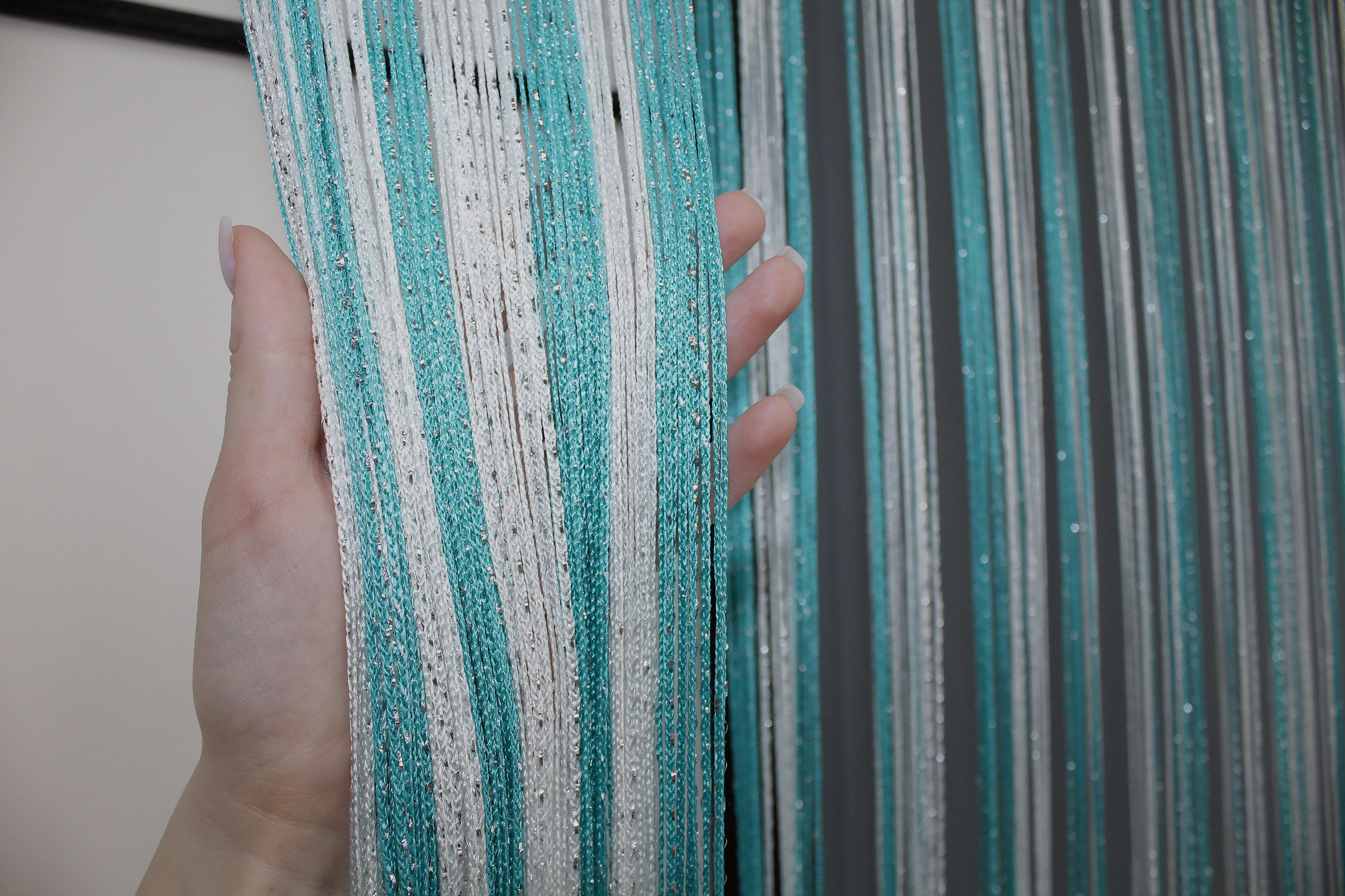 Шторы-нити с люрексом 300х300 см Лазурный/Белый (61-028) - фото 5 Шторы-нити с люрексом 300х300 см Лазурный/Белый (61-028) - фото 5