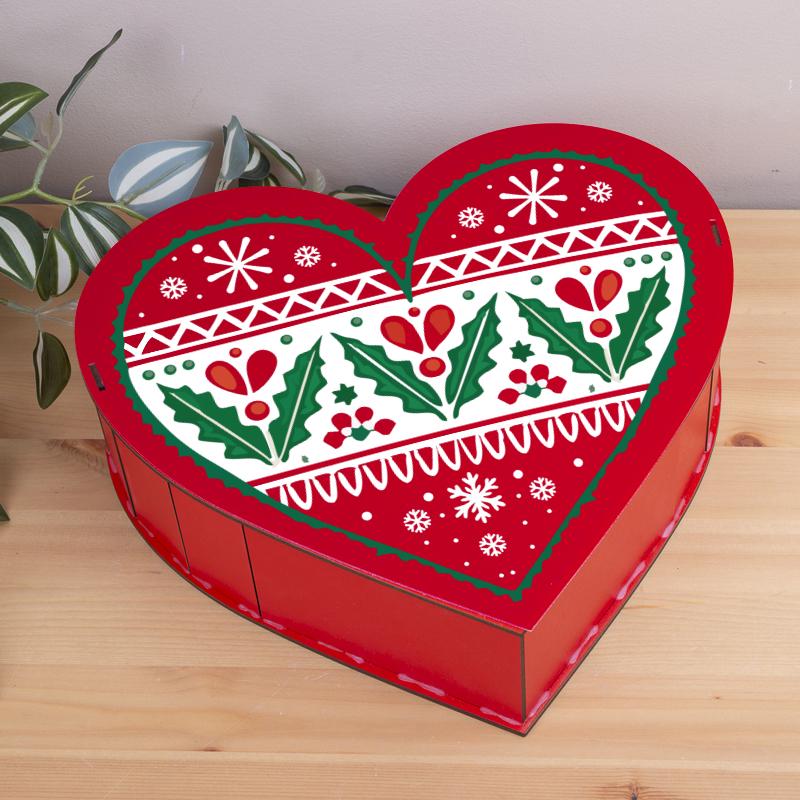 Коробка сердце деревянная к новому году и рождеству 31 см (5555-2) - фото 1