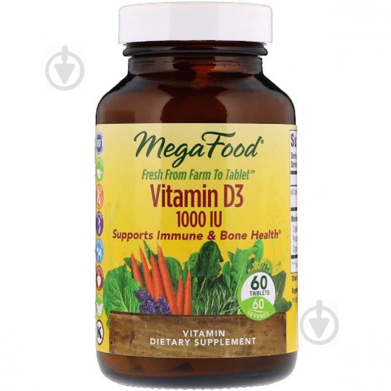 Витамин D3 1000 IU, Vitamin D3, MegaFood, 60 таблеток