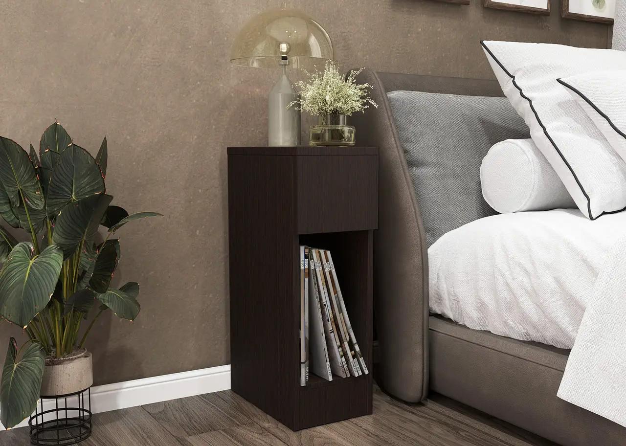 Тумба прикроватная на FT-113 один ящик 200х596х350 мм Венге темный (31232459)