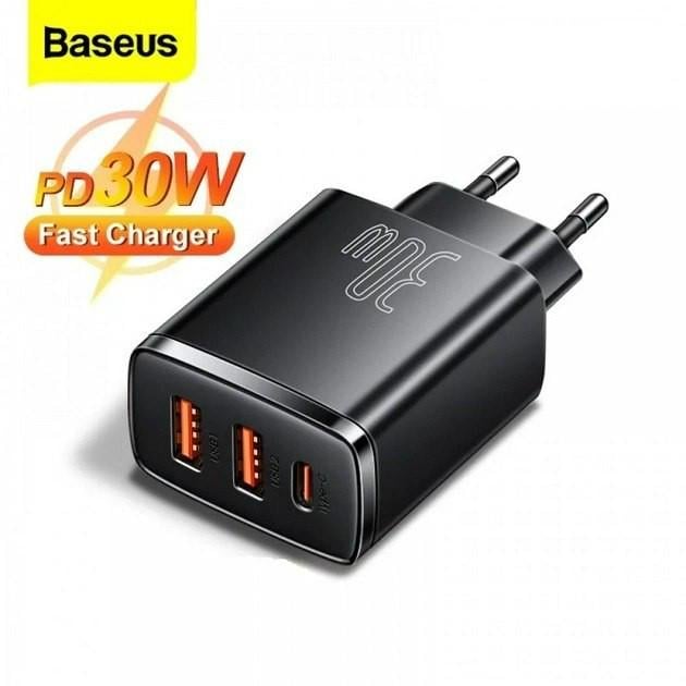 Зарядний пристрій Baseus Compact QC3.0/PD3.0 30 W 3 A Black (CCXJ-E01) - фото 5