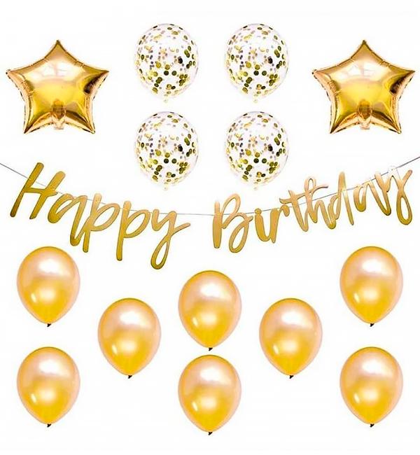 Воздушные шары Happy Birthday набор 15 шт. Gold (514076)