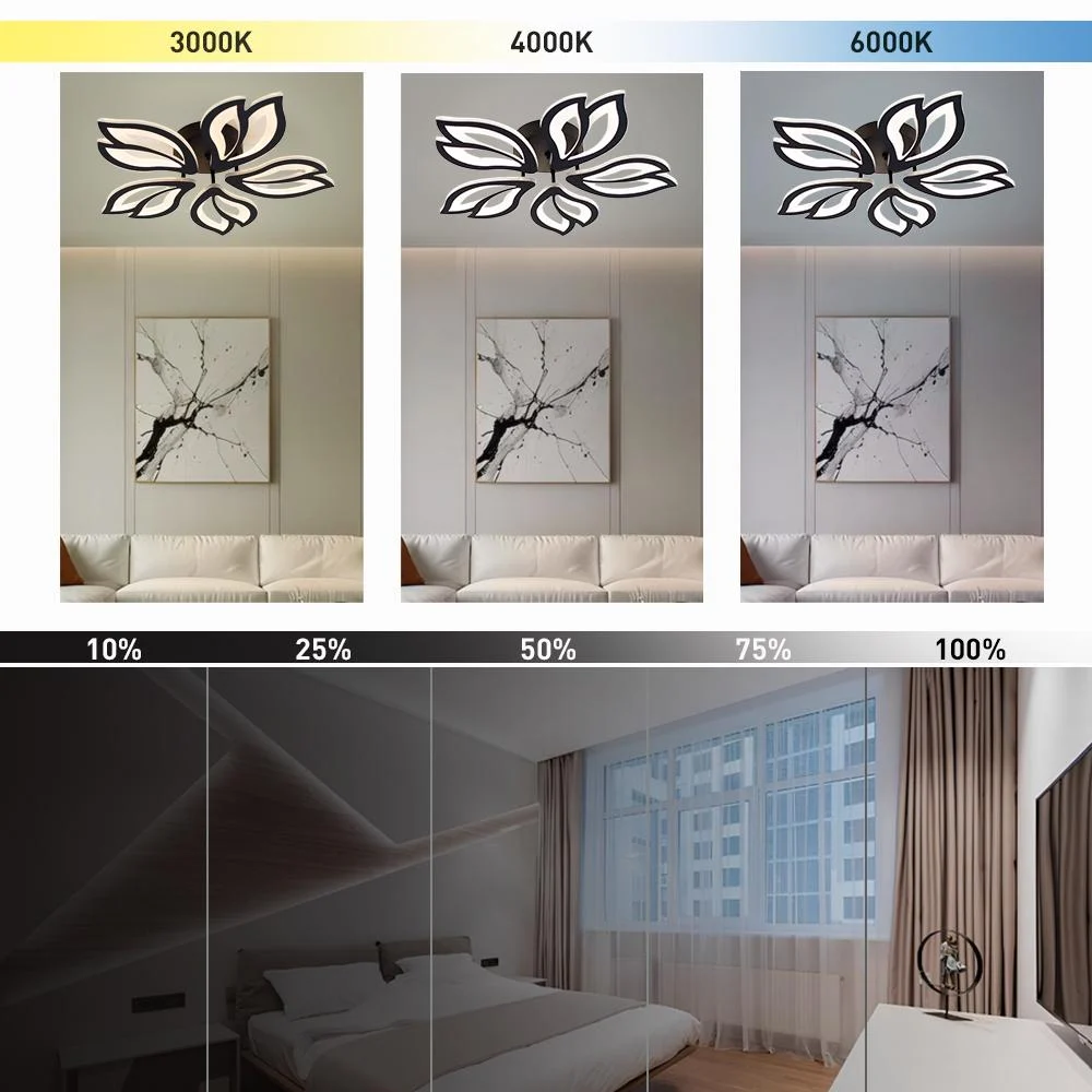 Люстра светодиодная ESLLSE ASTRA 5F с пультом 60 Вт 560x95 мм Черный (10592) - фото 7