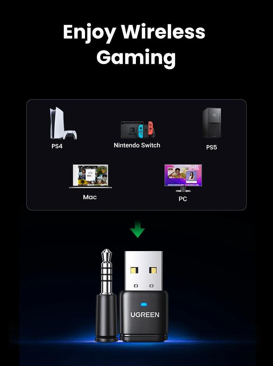 Передавач аудіо Ugreen Bluetooth 5.3 PS5 PS4 Чорний (15765) - фото 5